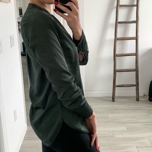 H&M Dark Green Festive Classy Blouse / Size XXS - Picture 3 of 13